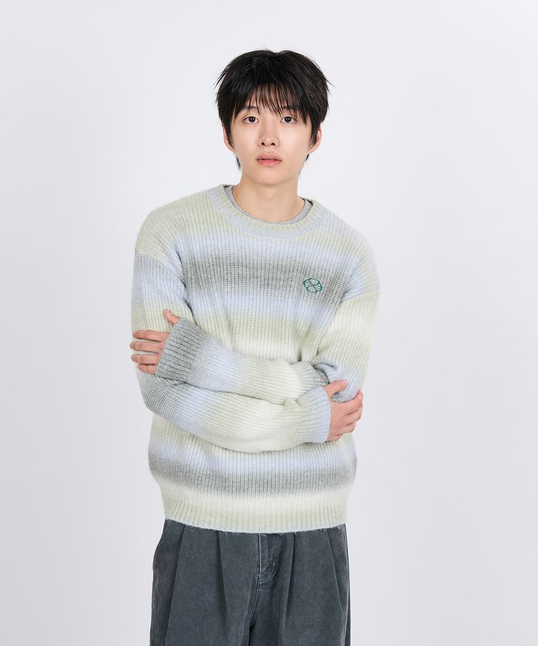 GRADATION STRIPE KNIT SWEATER(YELLOW)