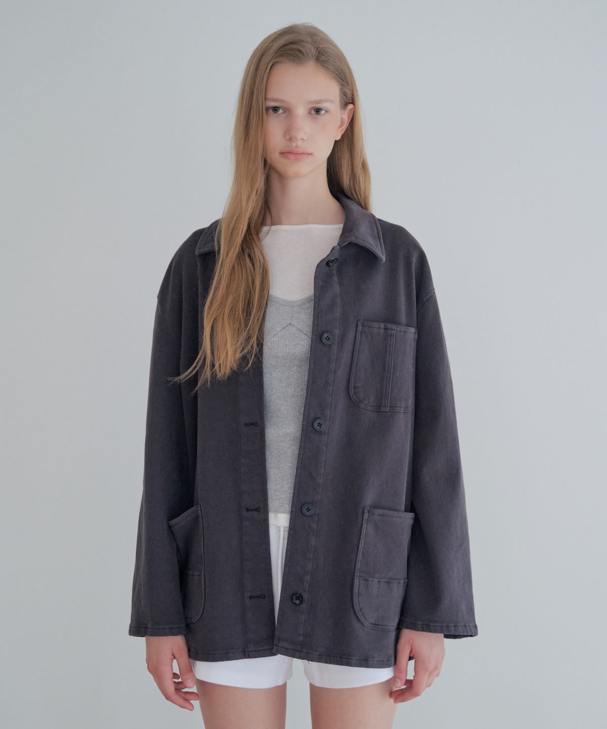 그라스플랜(GRASPLAN) Peach Cotton Work Jacket_Dark Gray