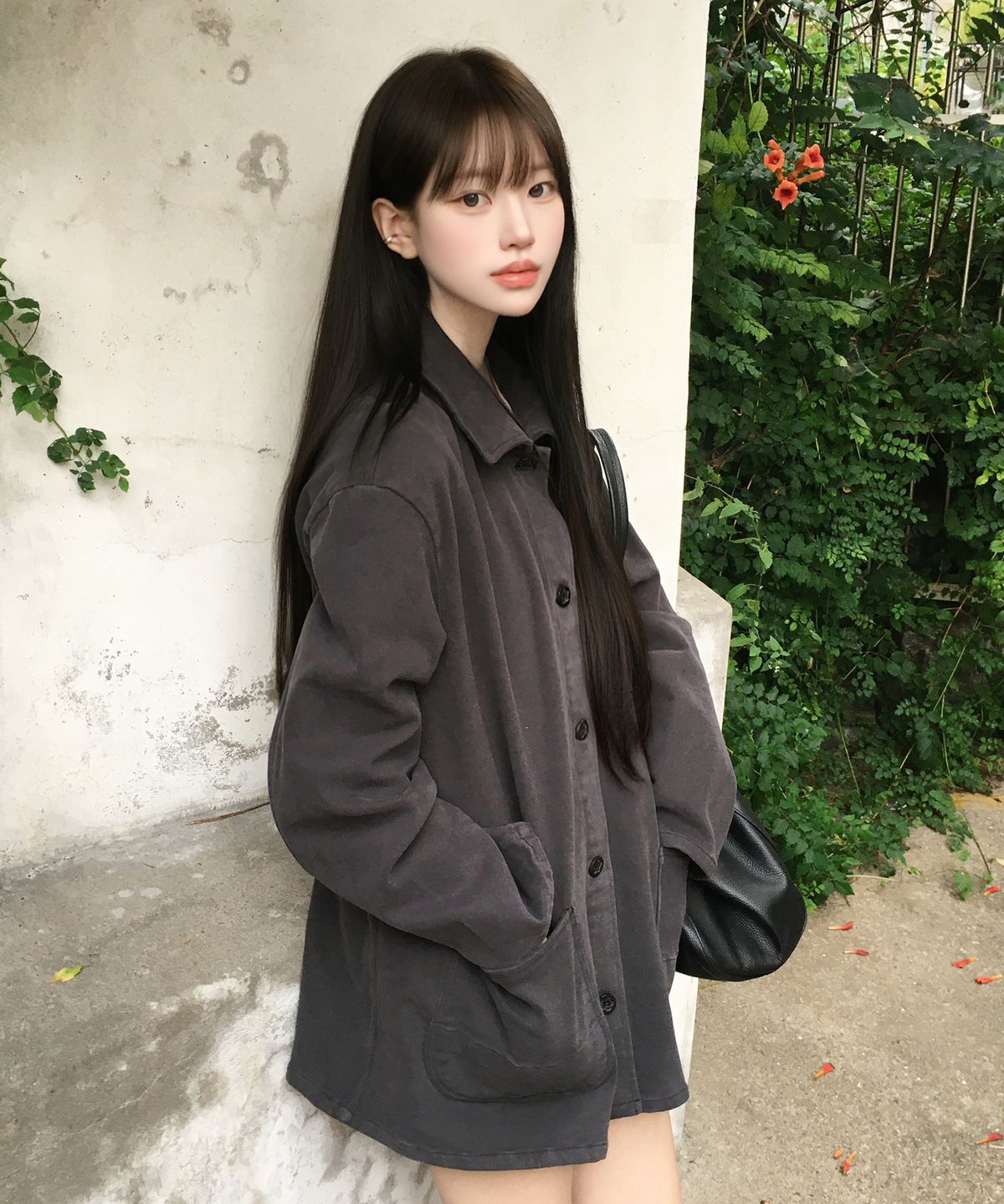 그라스플랜(GRASPLAN) Peach Cotton Work Jacket_Dark Gray