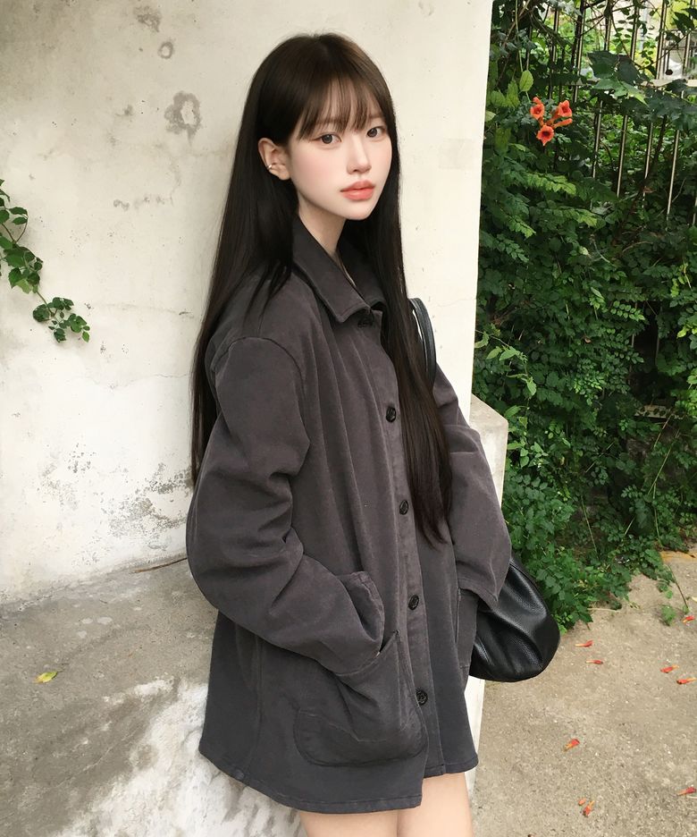 Peach Cotton Work Jacket_Dark Gray