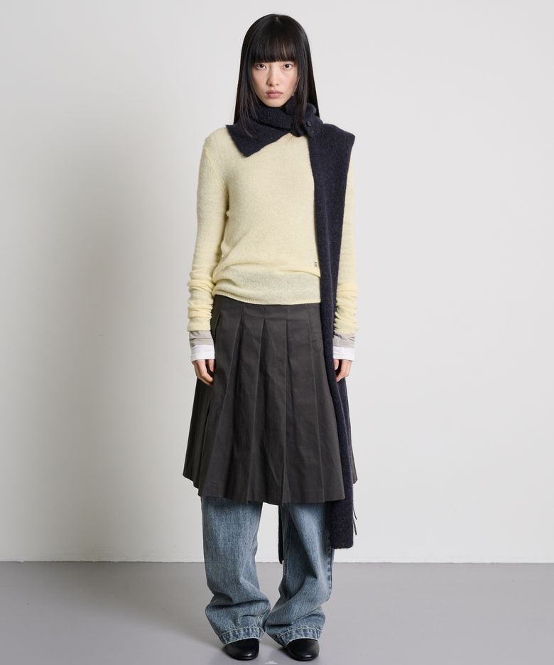 Pleated Midi Skirt_Charcoal
