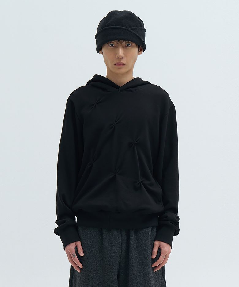 Sculpted Pleat Hoodie Black