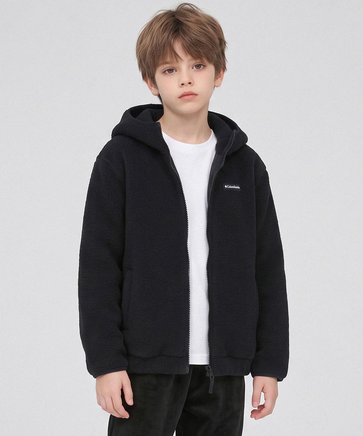 컬럼비아 키즈(COLUMBIA KIDS) 키즈 후디형 플리스 점퍼_블랙 (C74-YKD374)