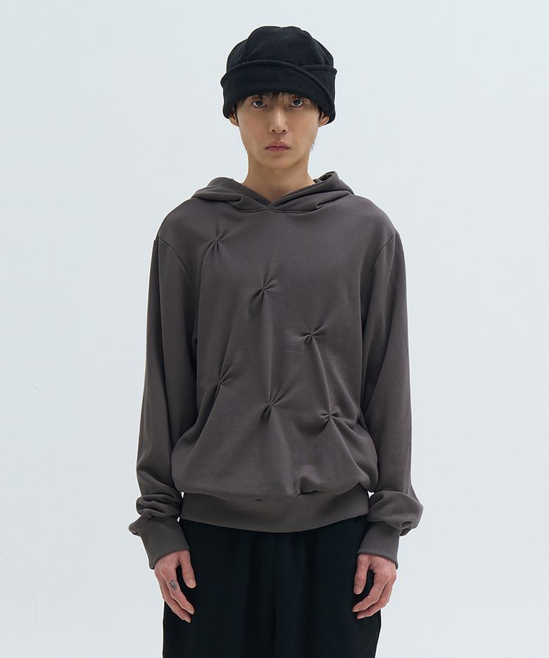 Sculpted Pleat Hoodie Charcoal