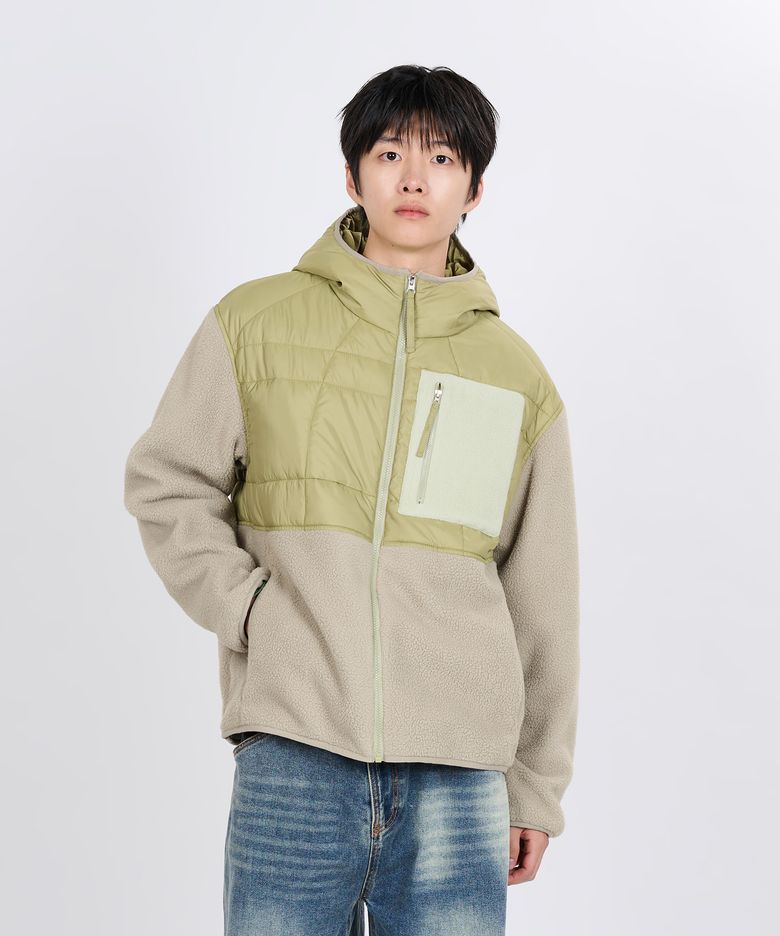 QUILTED FLEECE BOMBER (LIME)