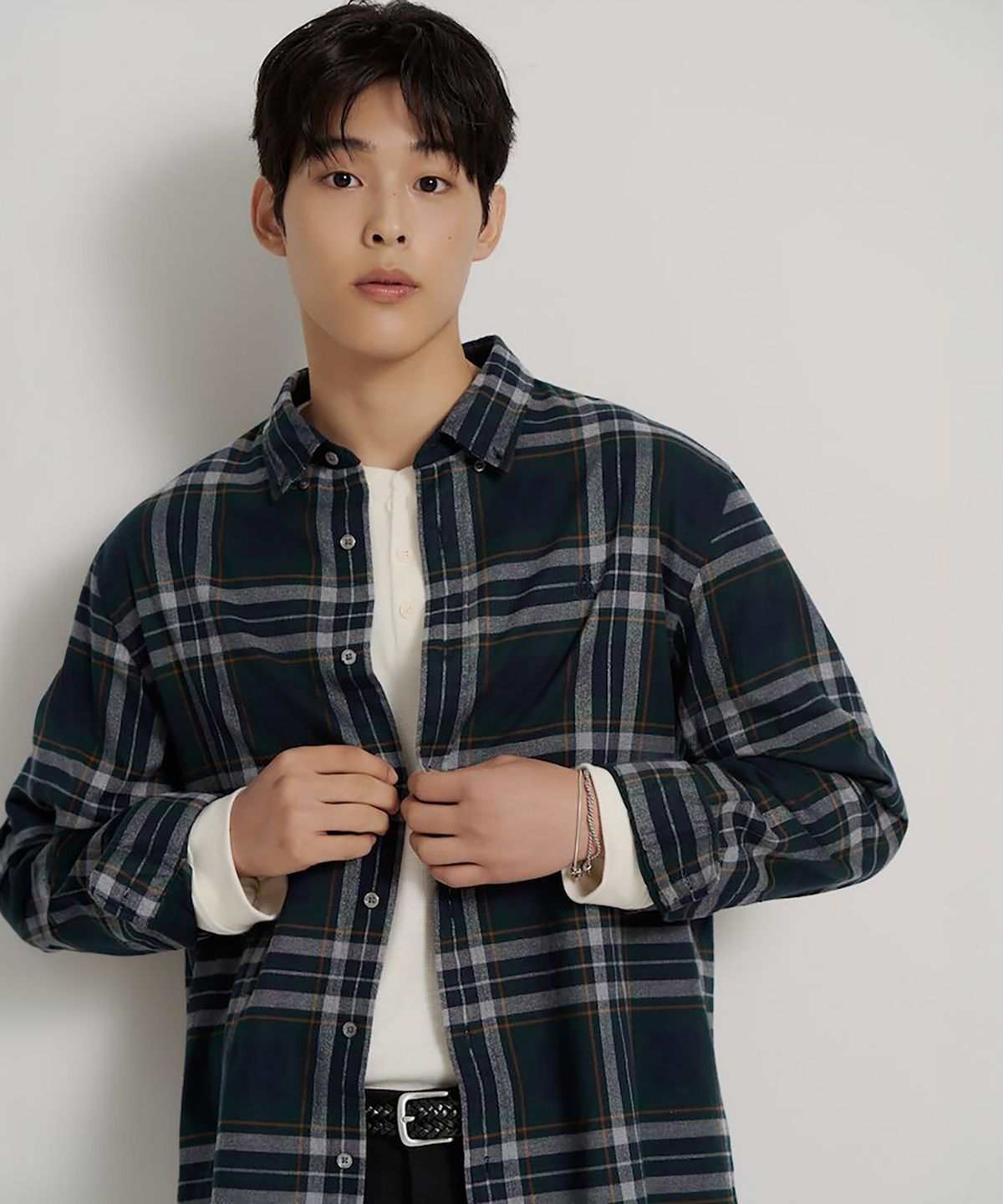 빈폴 멘(BEANPOLE MEN) 브러쉬드 빅 체크 셔츠  그린