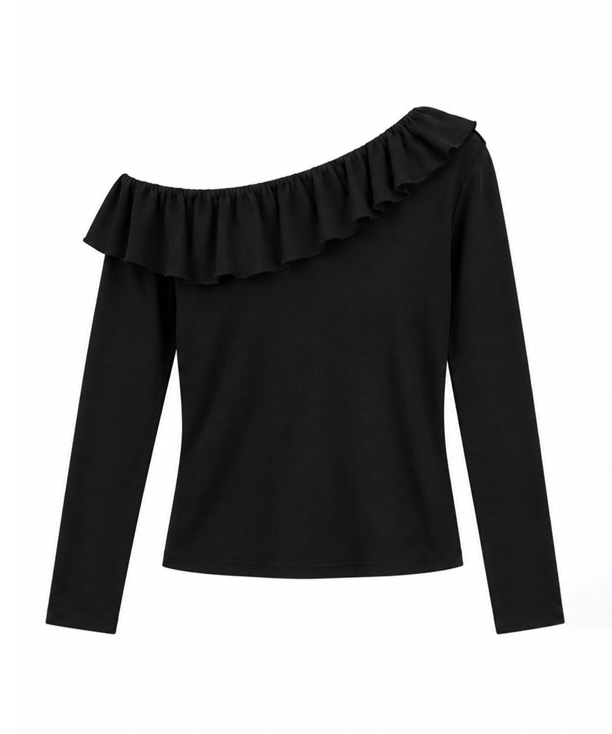 랭썬(LANGSON) LS_Ruffle cross-shoulder top