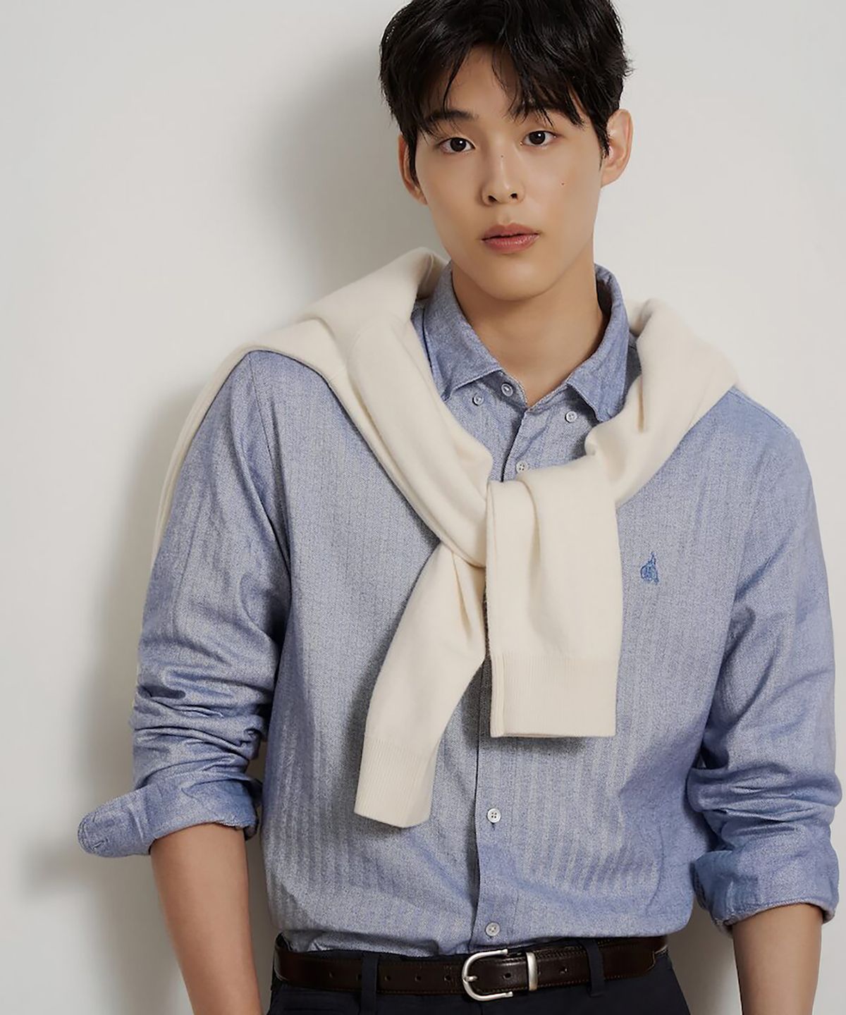 빈폴 멘(BEANPOLE MEN) 브러쉬드 헤링본 셔츠  블루