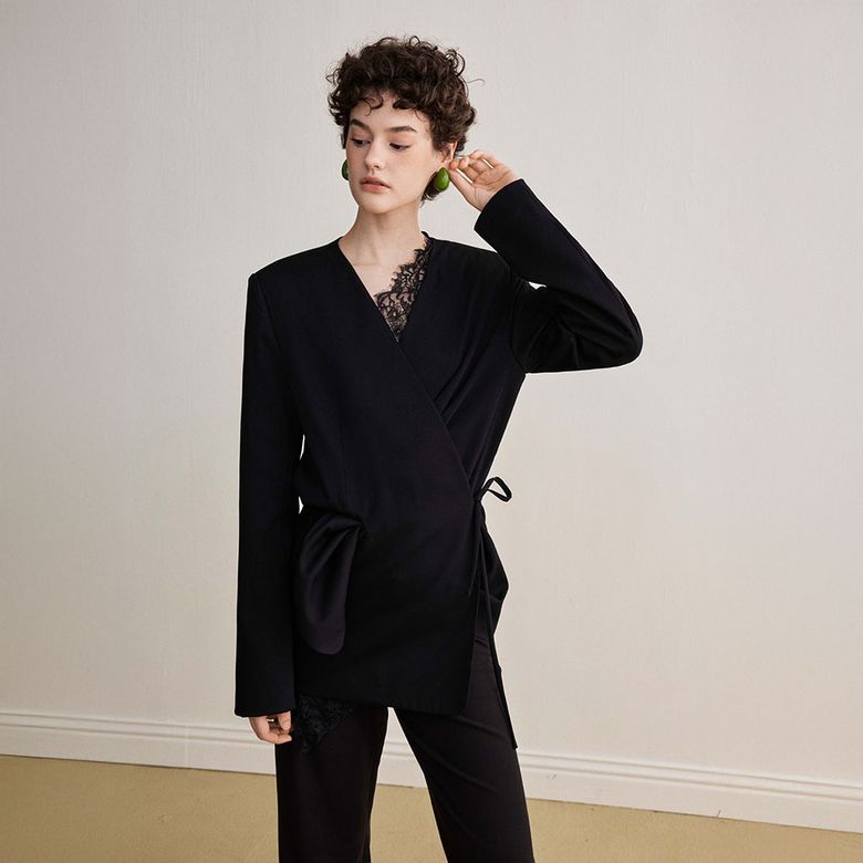 YY_Lace patchwork blazer
