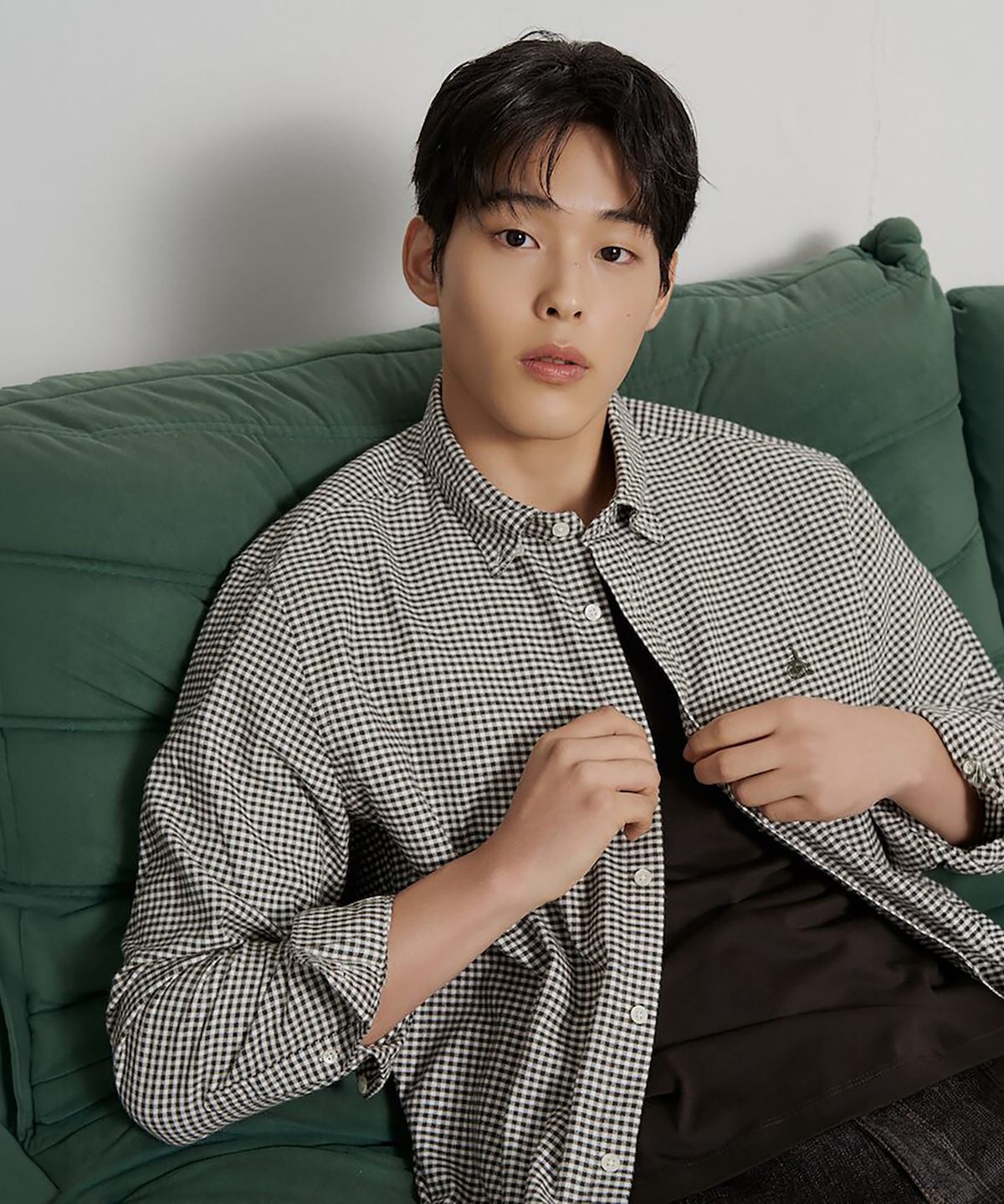 빈폴 멘(BEANPOLE MEN) 브러쉬드 깅엄 체크 셔츠  카키