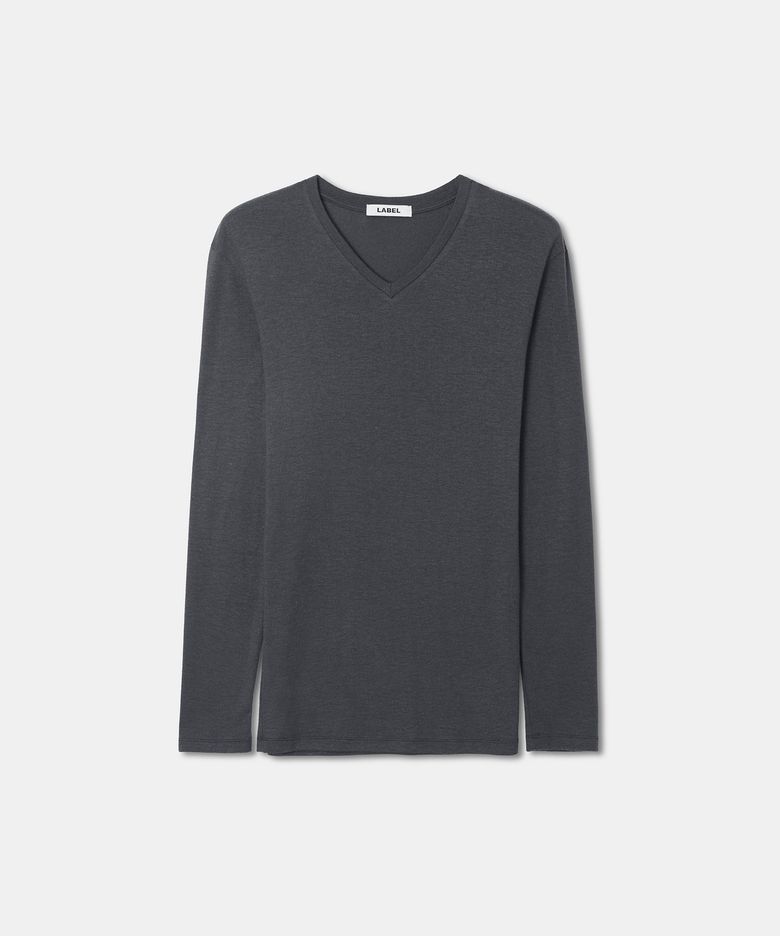 Freddie soft-touch slim v-neck coal