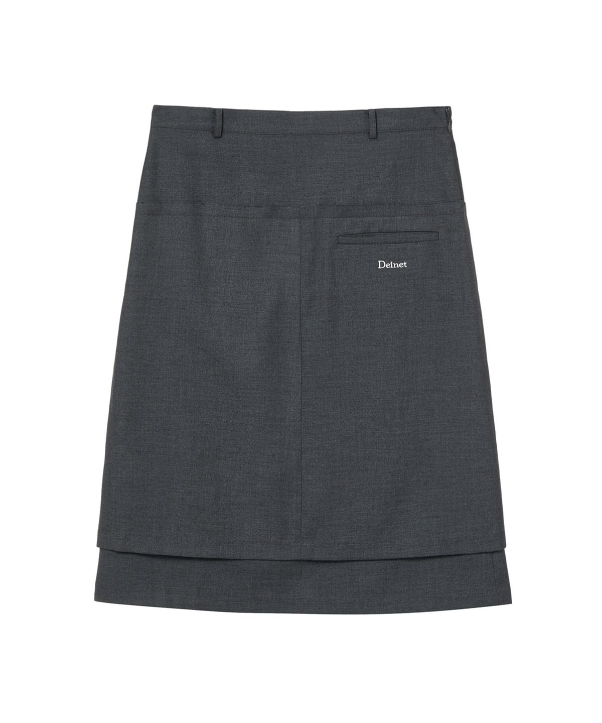 다이닛(DEINET) RAW EDGE LAYERED MIDI SKIRT IN CHARCOAL