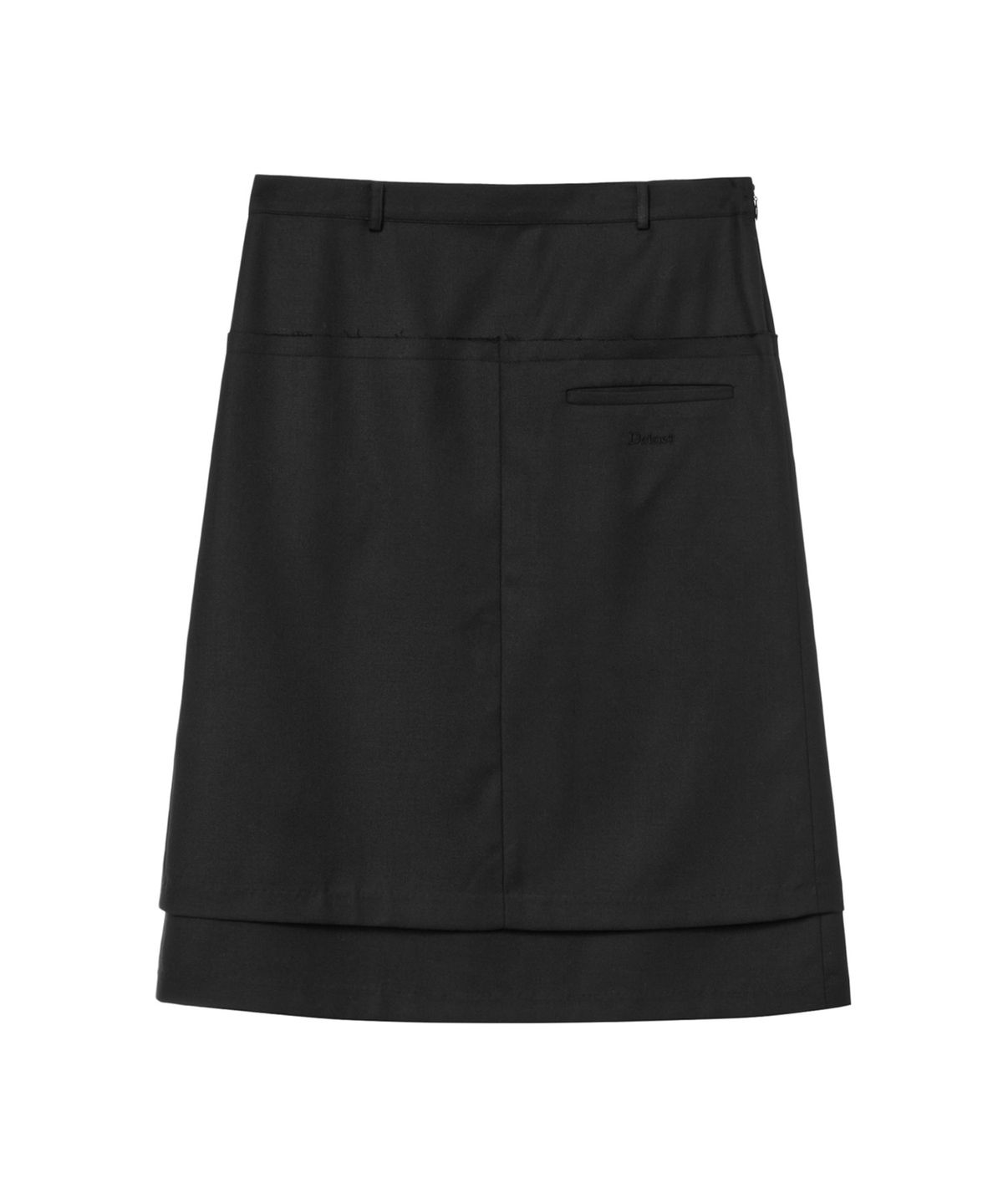 다이닛(DEINET) RAW EDGE LAYERED MIDI SKIRT IN BLACK