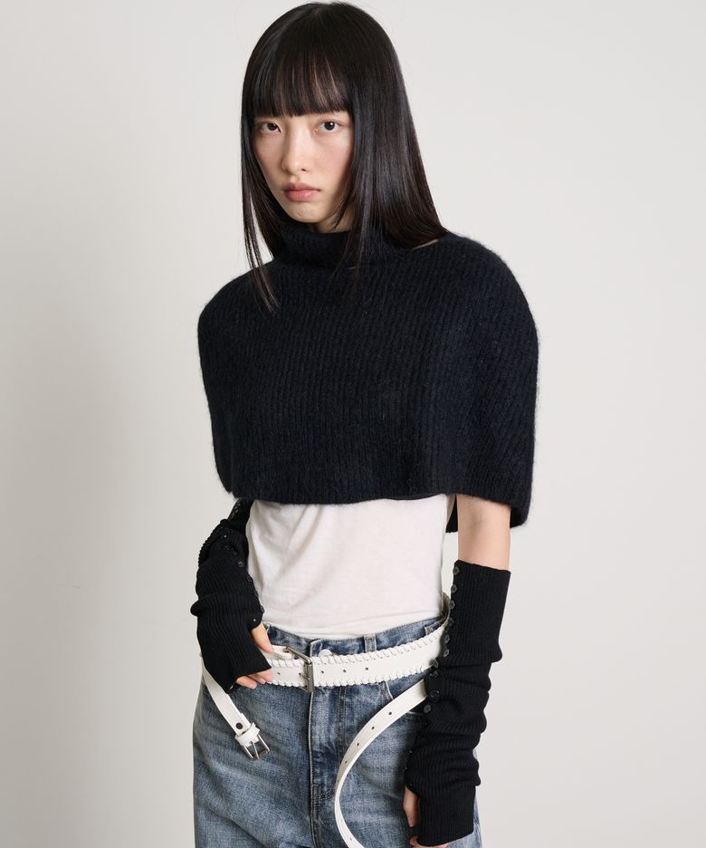 Merino Wool Button Detail Warmer_Black