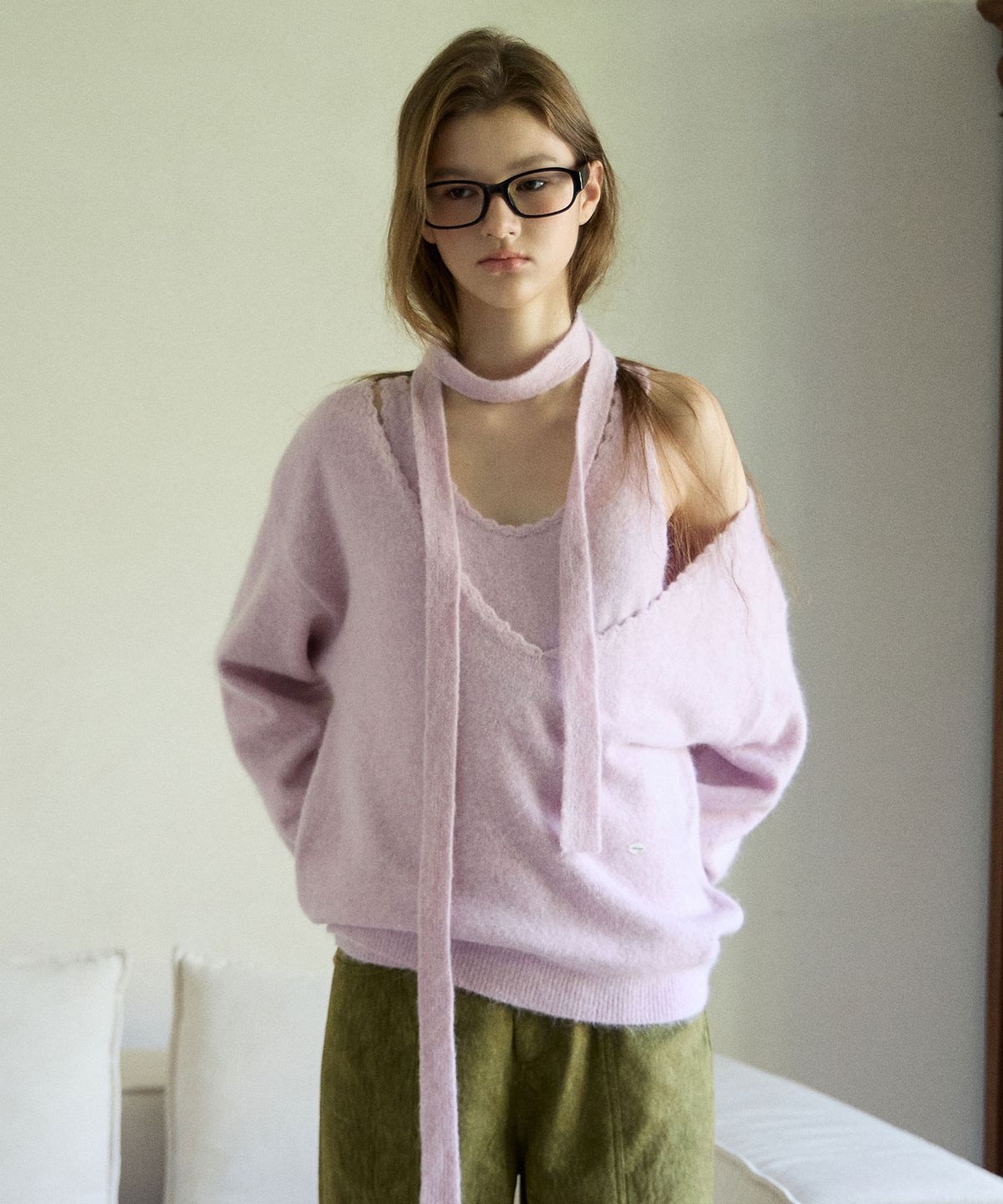 로라로라(ROLAROLA) DEEP V NECK KNIT SET PINK
