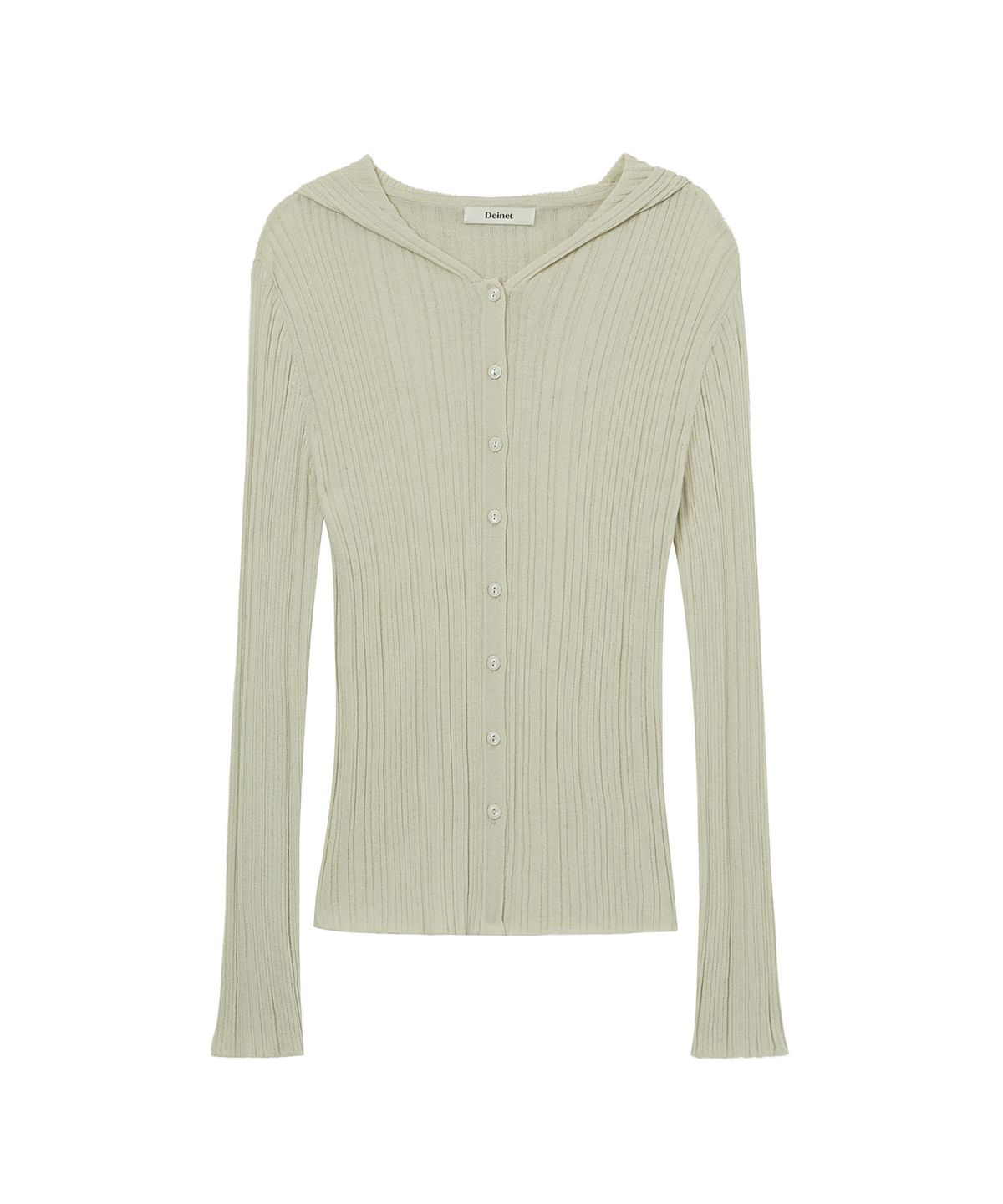 다이닛(DEINET) KNIT BUTTON HOODIE CARDIGAN IN LIGHT KHAKI
