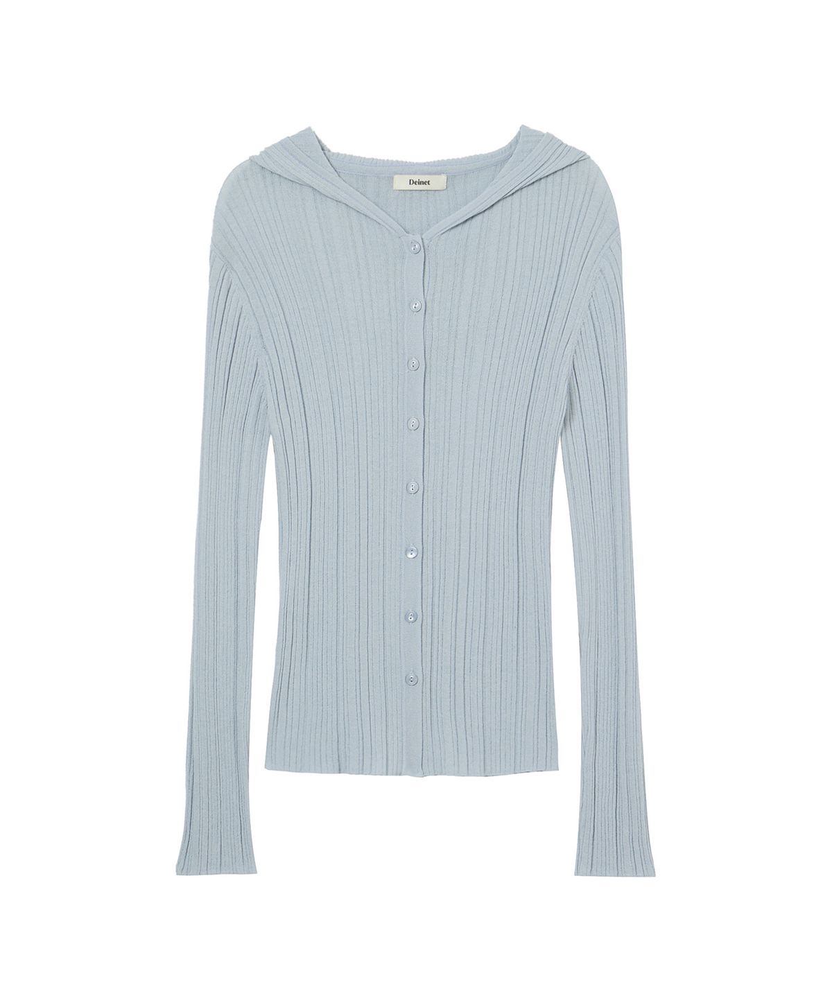 다이닛(DEINET) KNIT BUTTON HOODIE CARDIGAN IN LIGHT BLUE