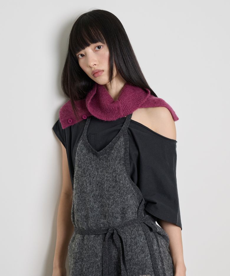 Mohair Wool Turtleneck Two way muffler_Plum