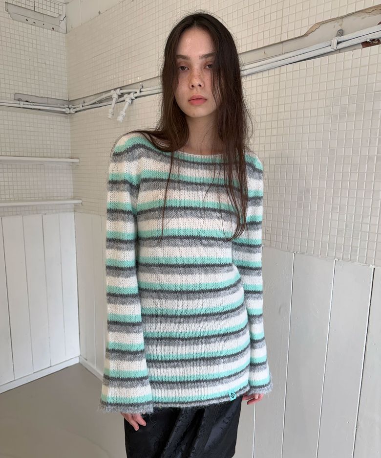 STRIPE HAIRY KNIT / ivory