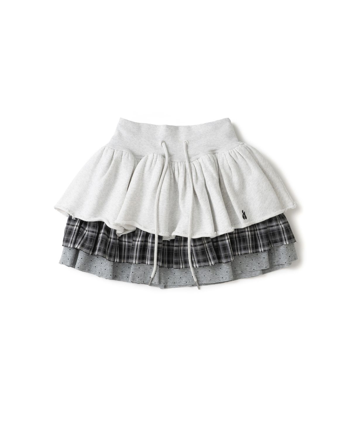 히쇼(HISYO) Cancan Mixed Pattern Skirt - Light Grey