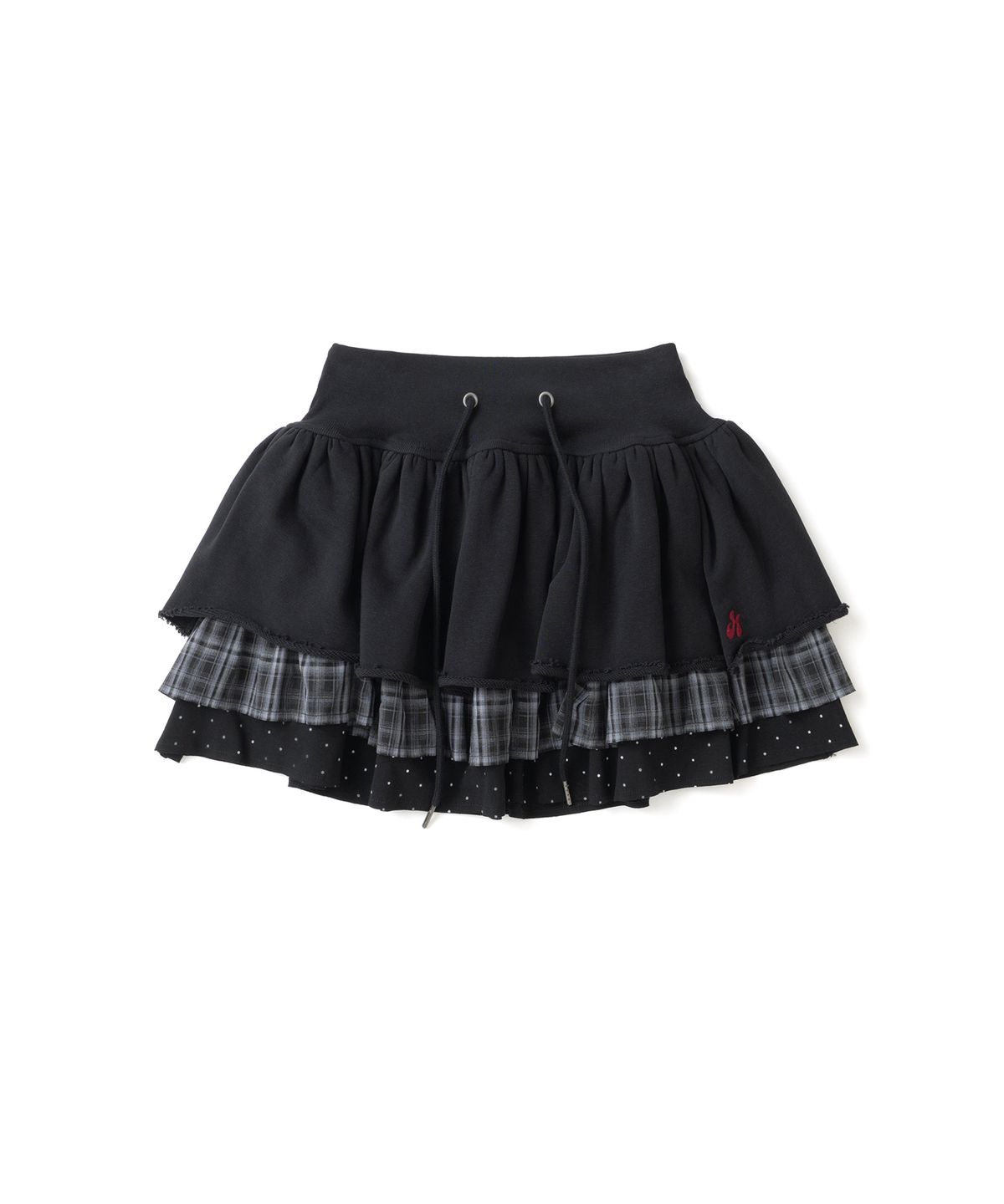 히쇼(HISYO) Cancan Mixed Pattern Skirt - Black