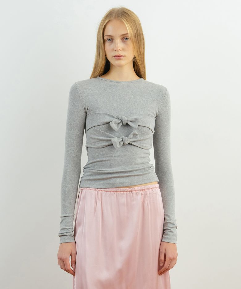 Ribbon Tie T-Shirt (Melange Grey)