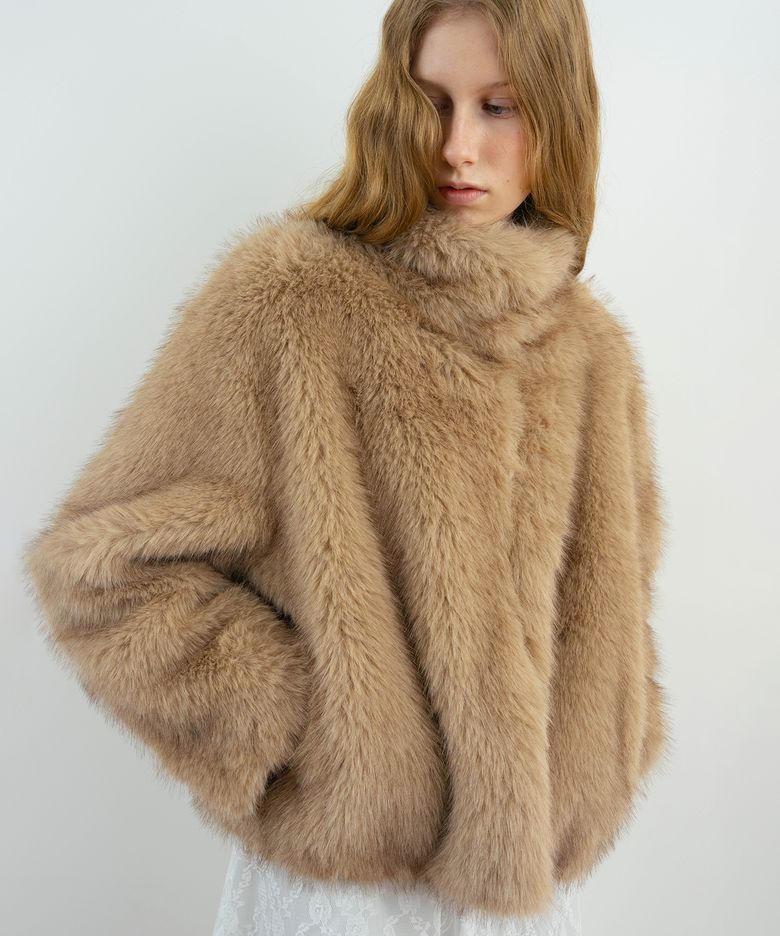 Fluffy Faux Fur Jacket (Brown)