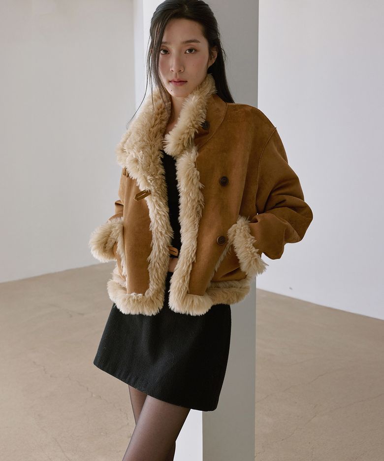 리버시블 하이넥 숏 무스탕 카멜 MDJK056CAMEL