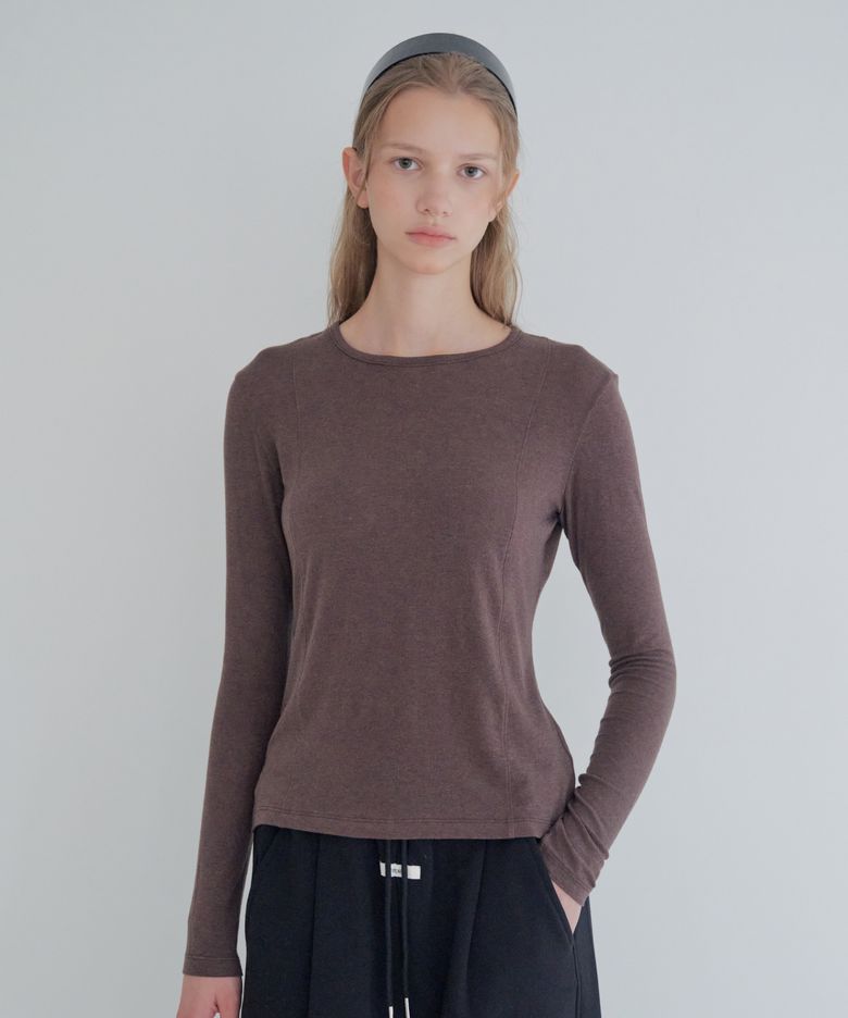 See-Through Tencel Wool Long Sleeve_Brown