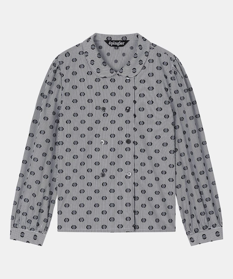 DOT LONG SLEEVE BLOUSE - BLACK