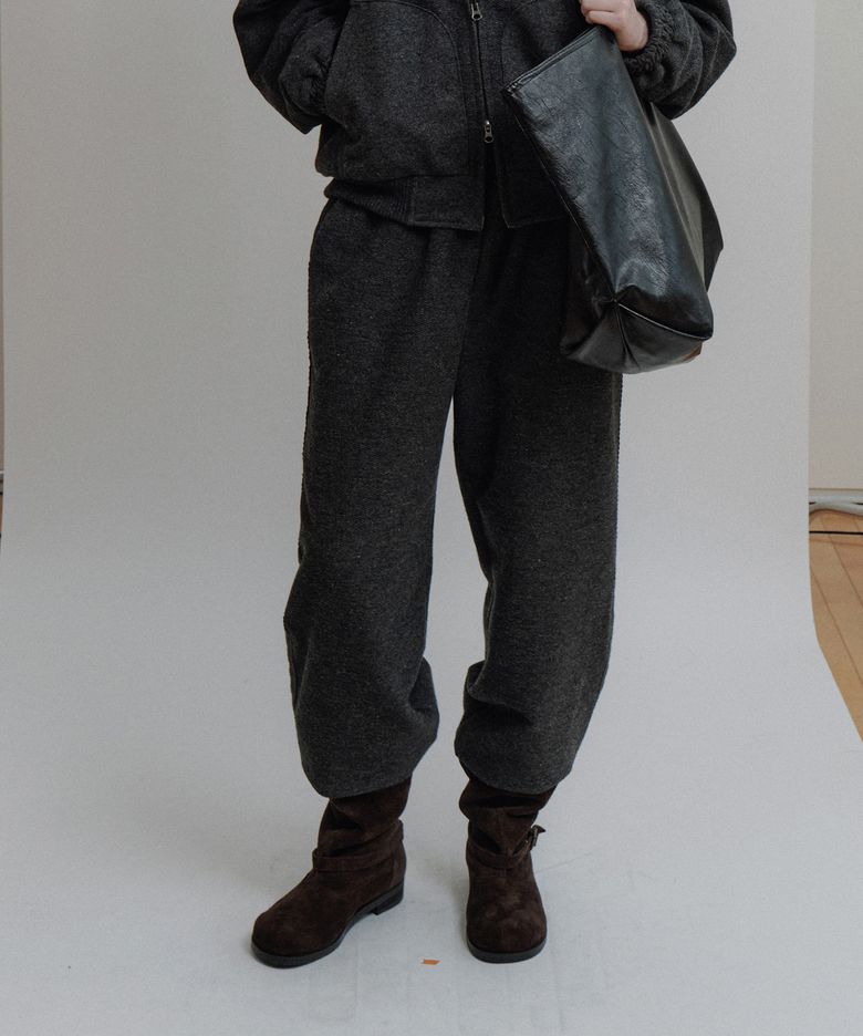 WOOL BLEND LACED SWEATPANTS - CHARCOAL