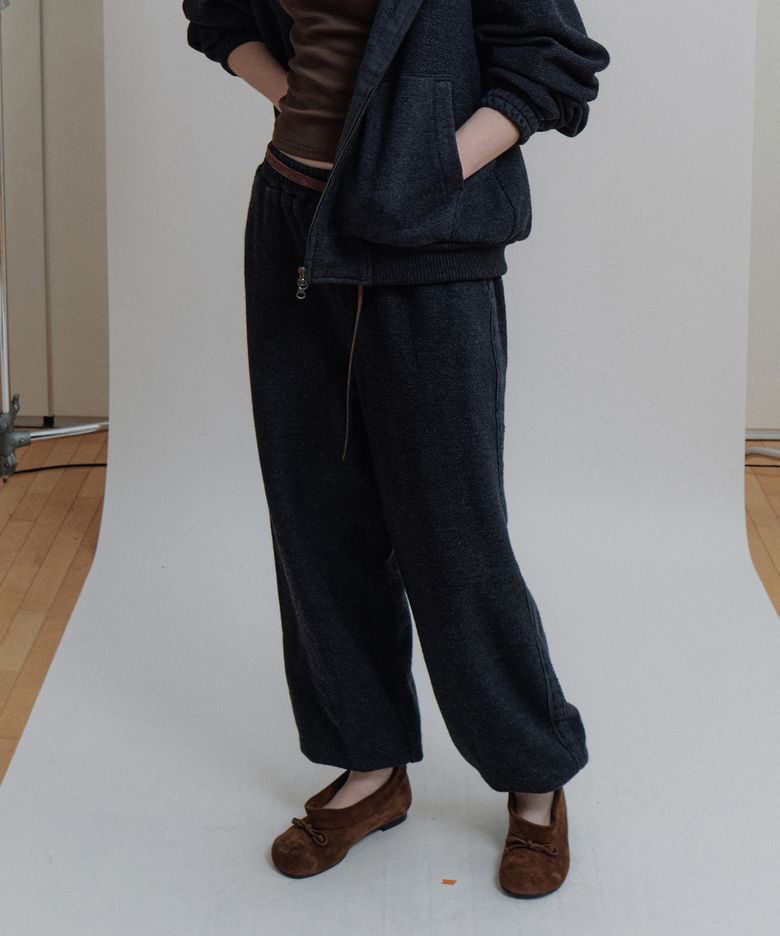 WOOL BLEND LACED SWEATPANTS - NAVY