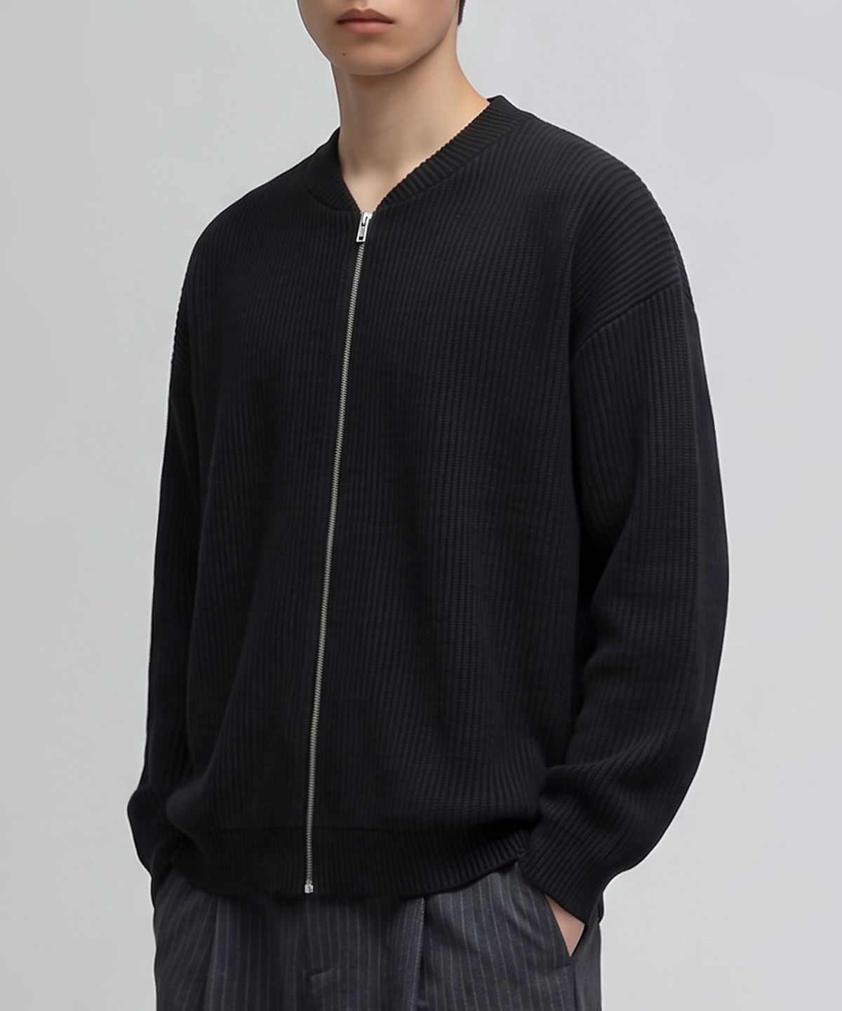 베리베인(VERYVAIN) BREATHABLE ZIP-UP CARDIGAN (BLACK)