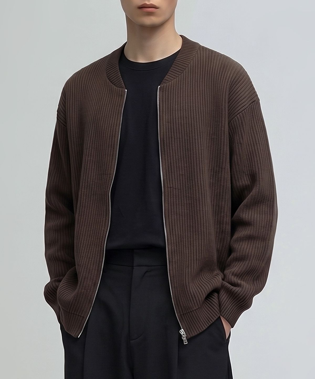 베리베인(VERYVAIN) BREATHABLE ZIP-UP CARDIGAN (BROWN)