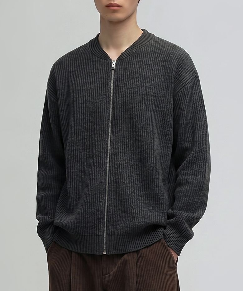 BREATHABLE ZIP-UP CARDIGAN (DARK GRAY)