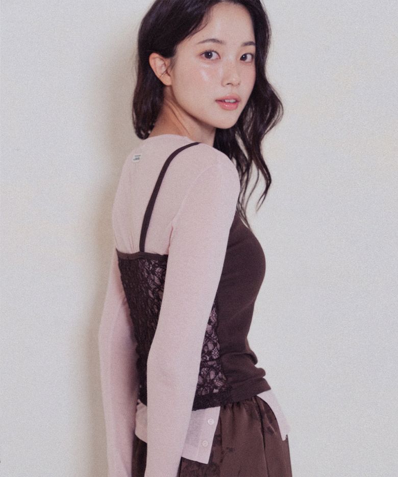 Button Basic Tee-Pink