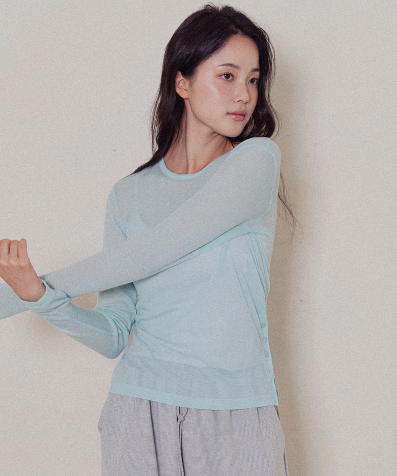 Button Basic Tee-Mint