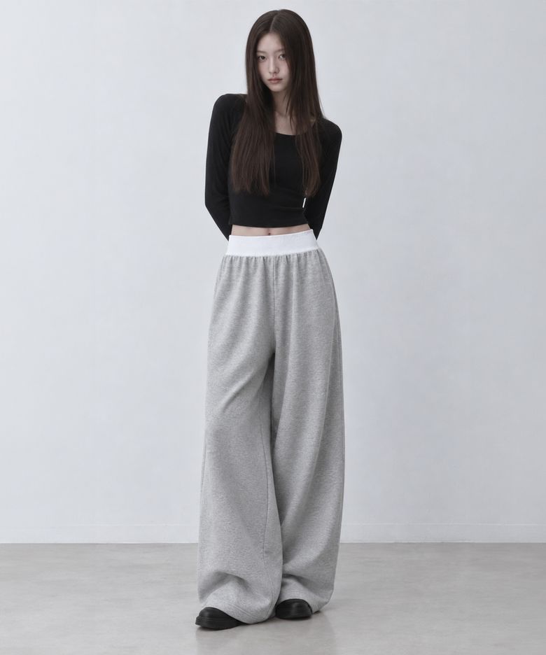 에센셜 배색 코르셋 스웨트 팬츠(그레이)
