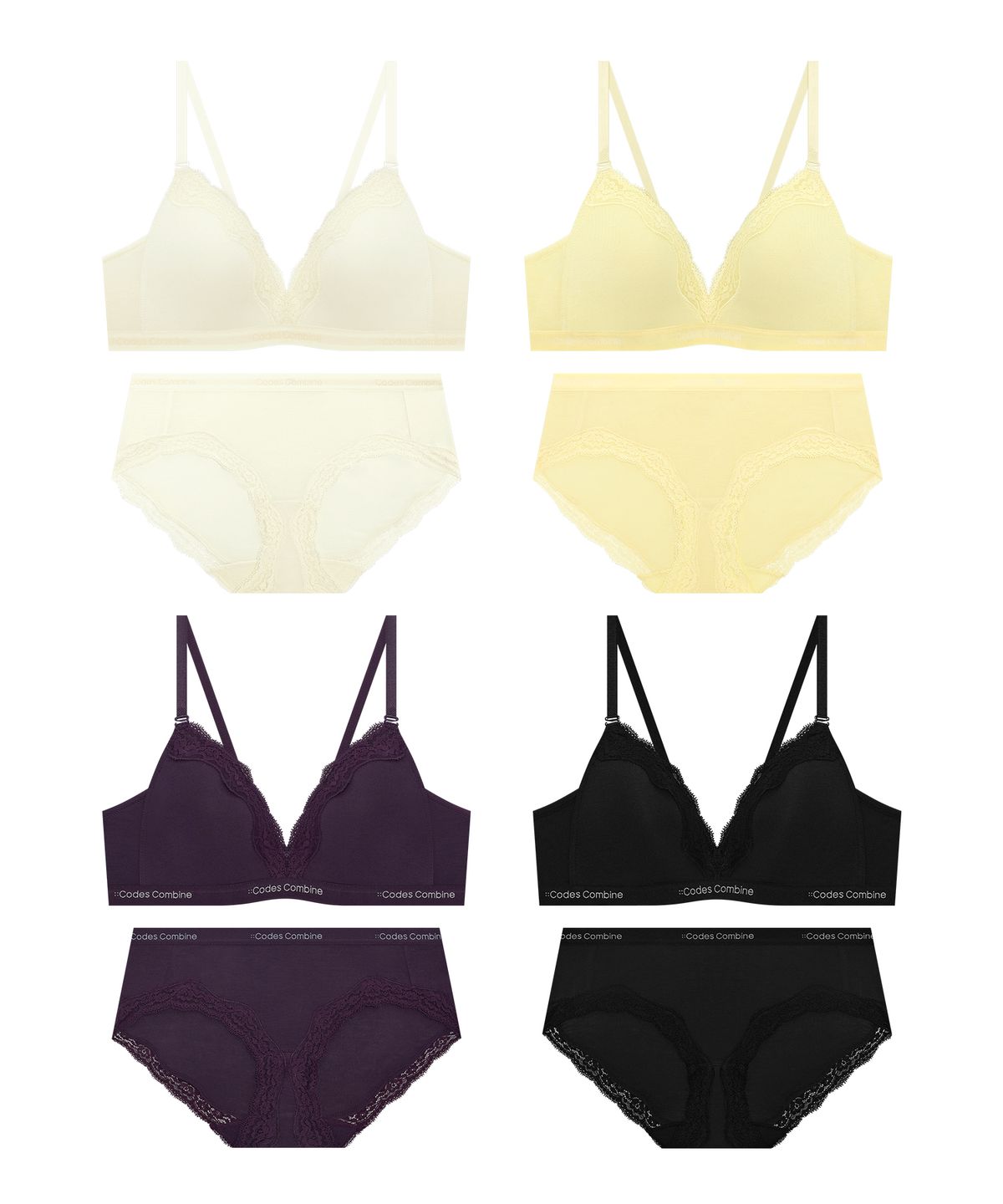 코데즈컴바인 이너웨어(CODES COMBINE INNERWEAR) 베일 레이스 트라이앵글 브라 팬티 세트