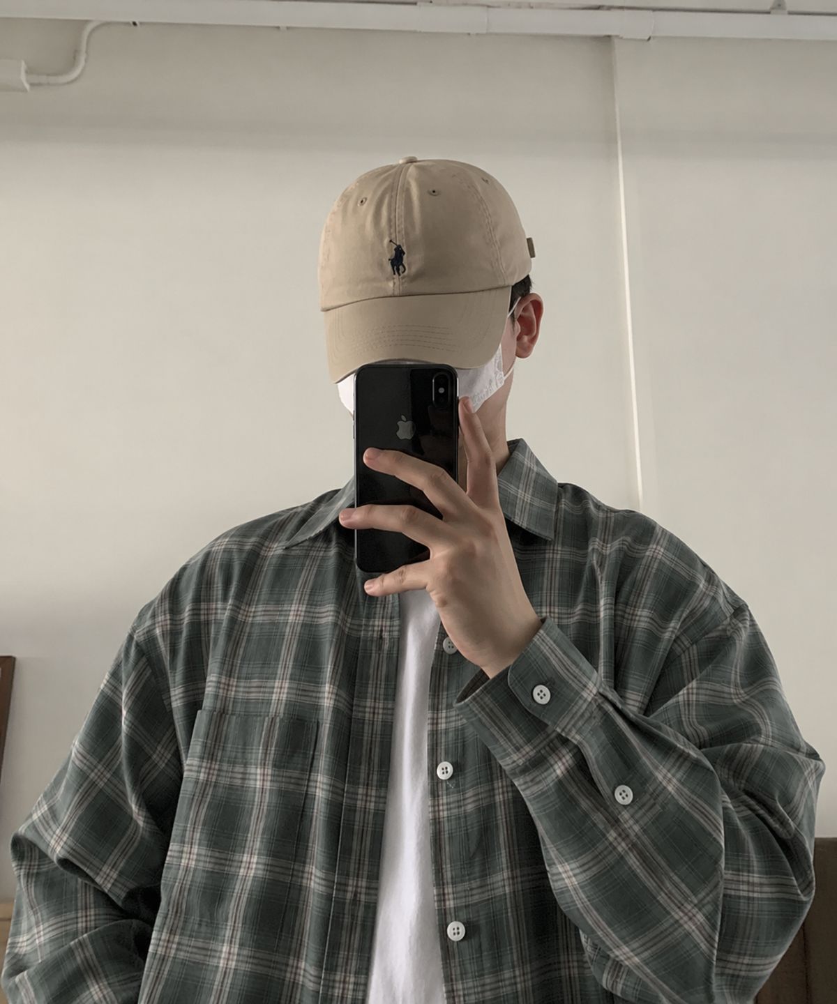 후크(HUKE) 빈티지 워싱 체크셔츠 (그린)