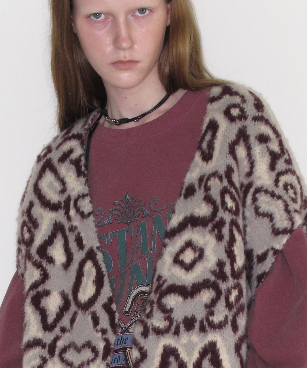 인스턴트펑크(INSTANTFUNK) LEOPARD KNIT CARDIGAN - MULTI