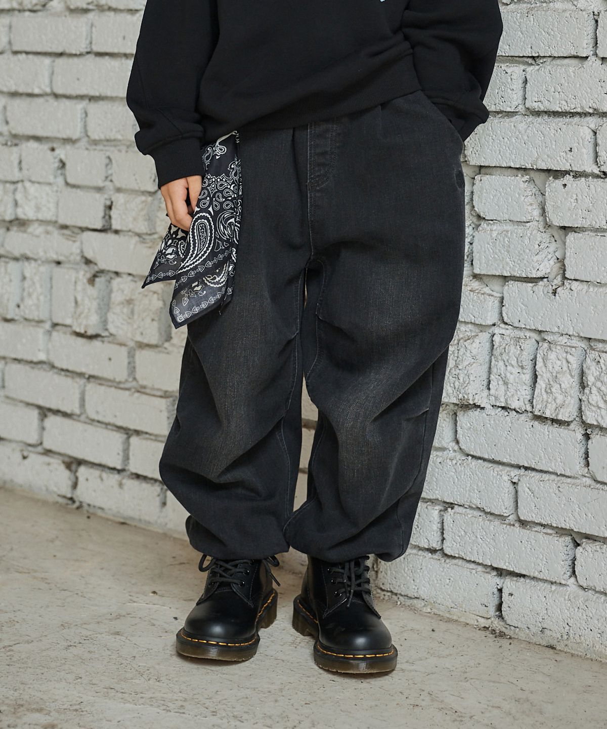 브라운브레스 키즈(BROWNBREATH KIDS) KIDS BRUSHED DENIM PANTS(기모) - BLACK