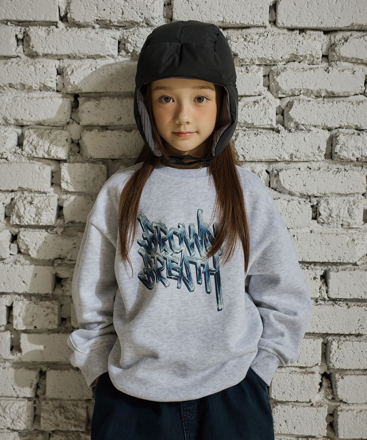 브라운브레스 키즈(BROWNBREATH KIDS) KIDS ICE TAG CREWNECK(기모) - ASH