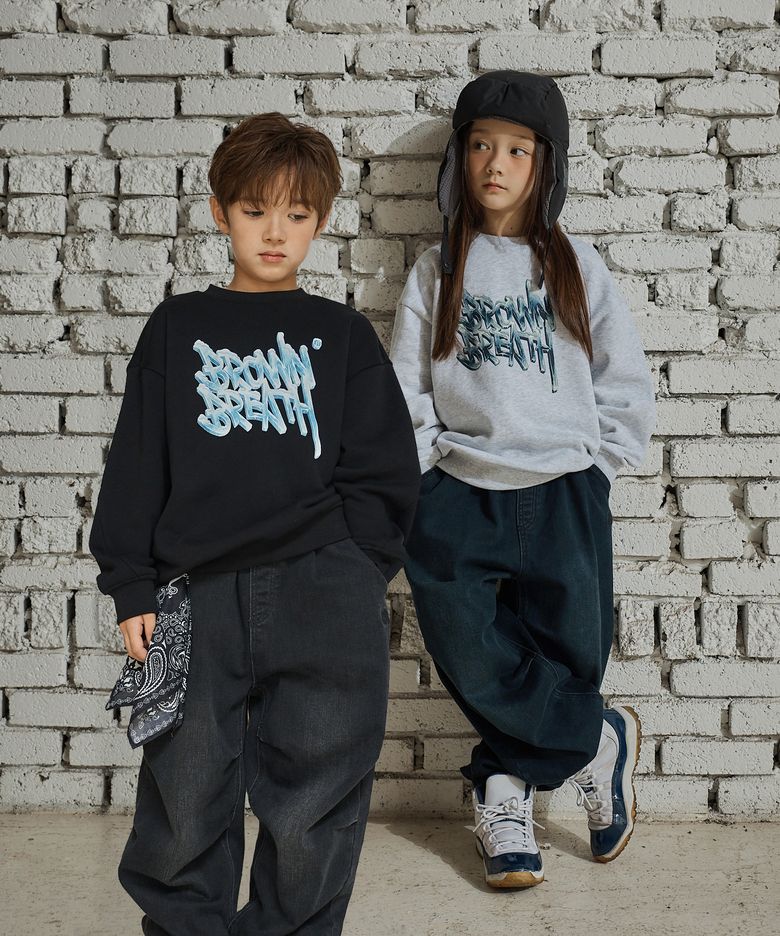 [발매기념10%쿠폰] KIDS ICE TAG CREWNECK DENIM SETUP(기모)_2COLOR