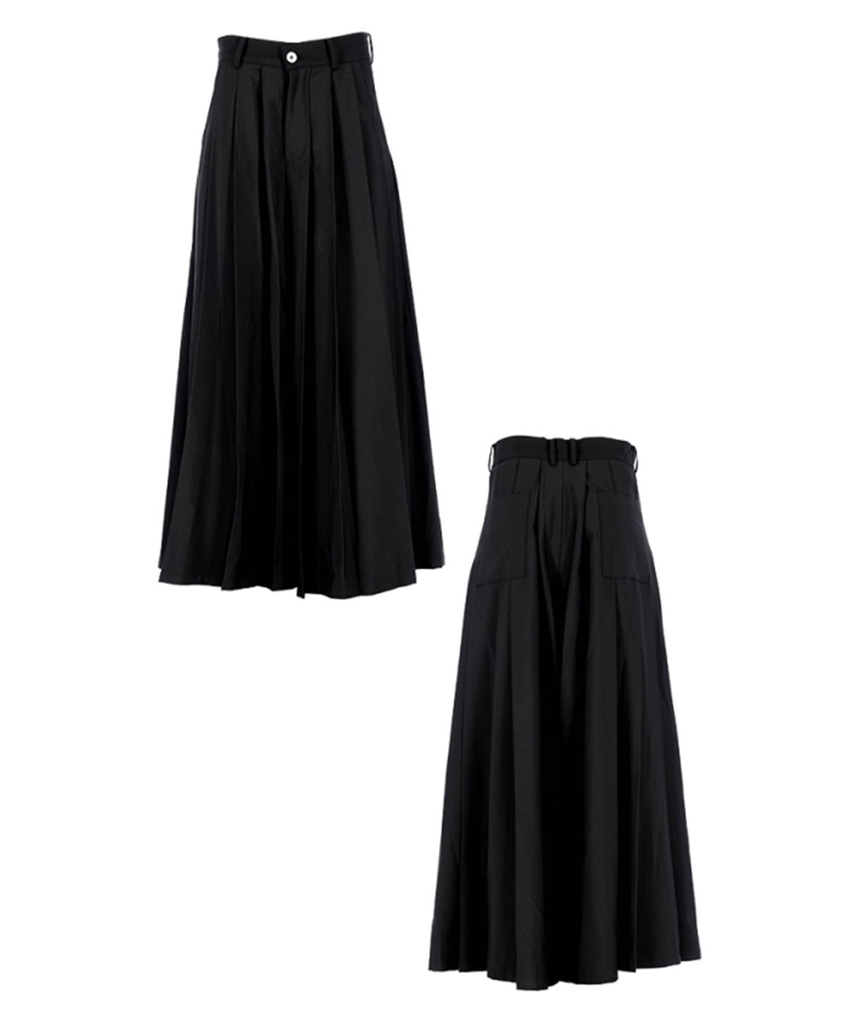 레큘리(RECULER) Wide pleated Skirt pants Black