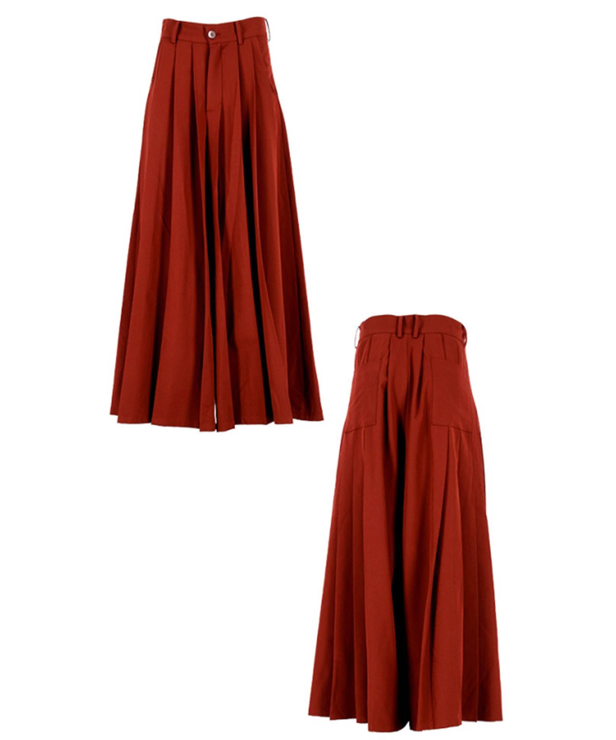 레큘리(RECULER) Wide pleated Skirt pants Burgundy