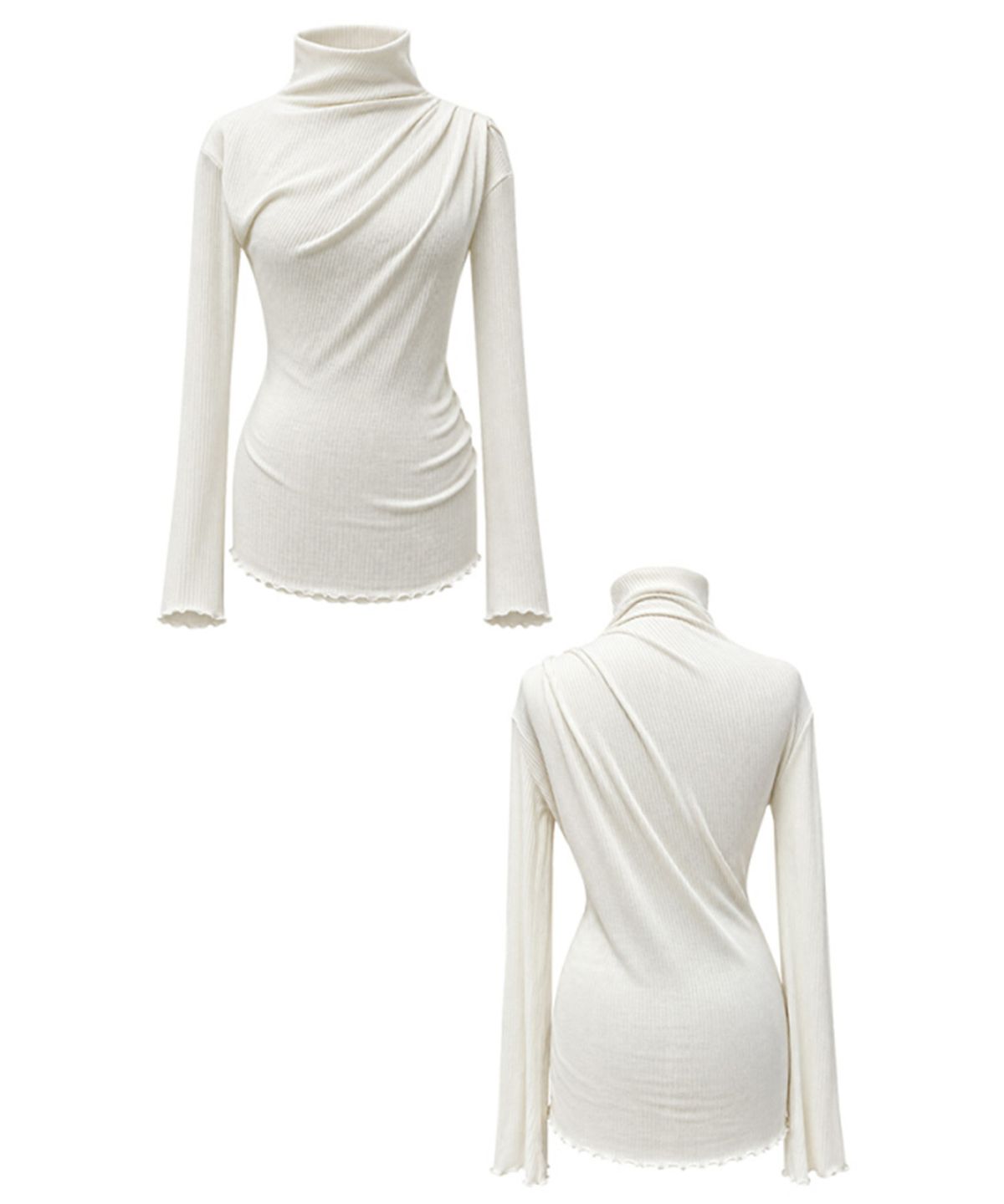 레큘리(RECULER) Cowl draped T-shirt Ivory