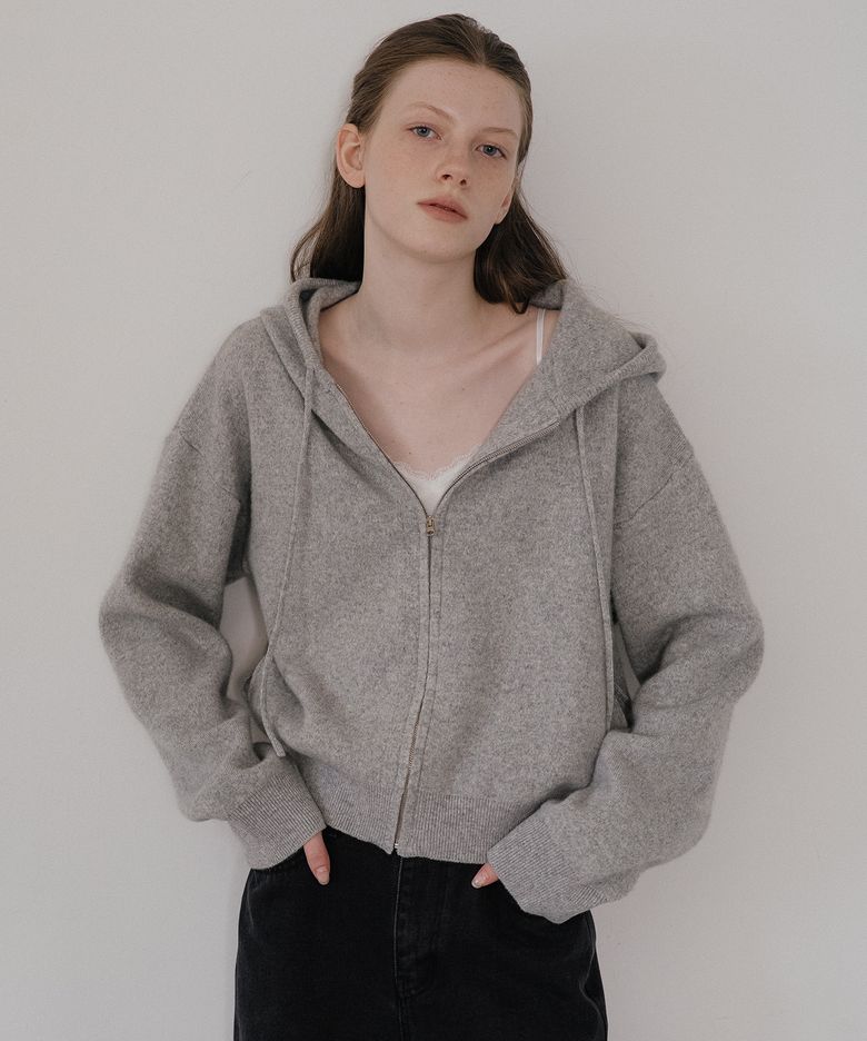 Merino wool double knit zip-up [TIWT04CD04]_Gray