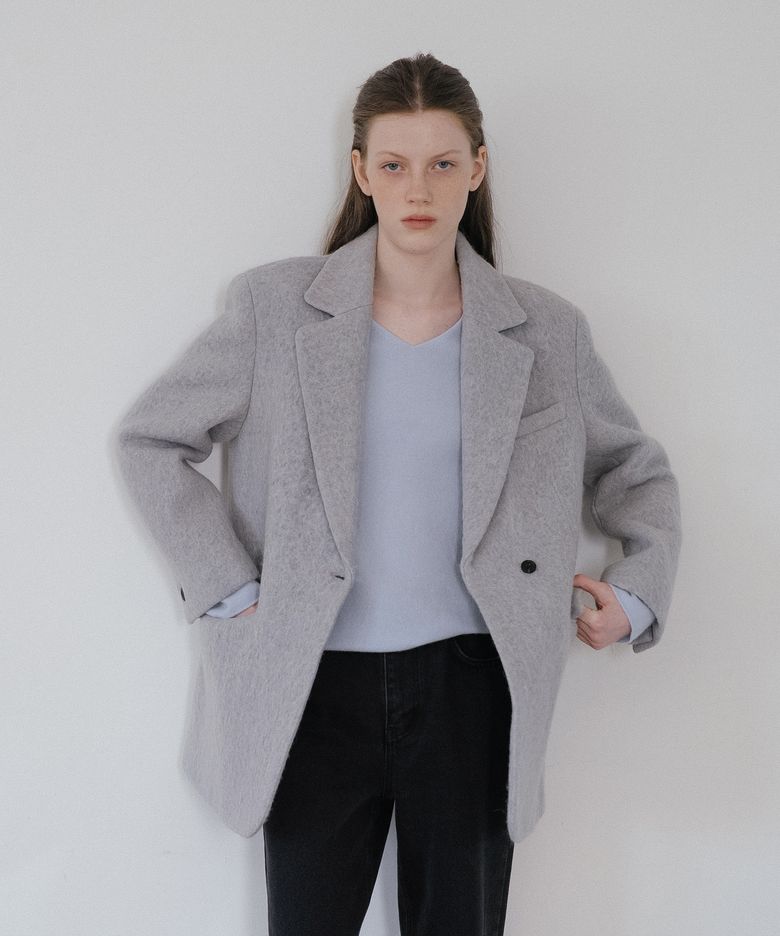 Wool alpaca hairy jacket [TIWT04JK02]_Gray