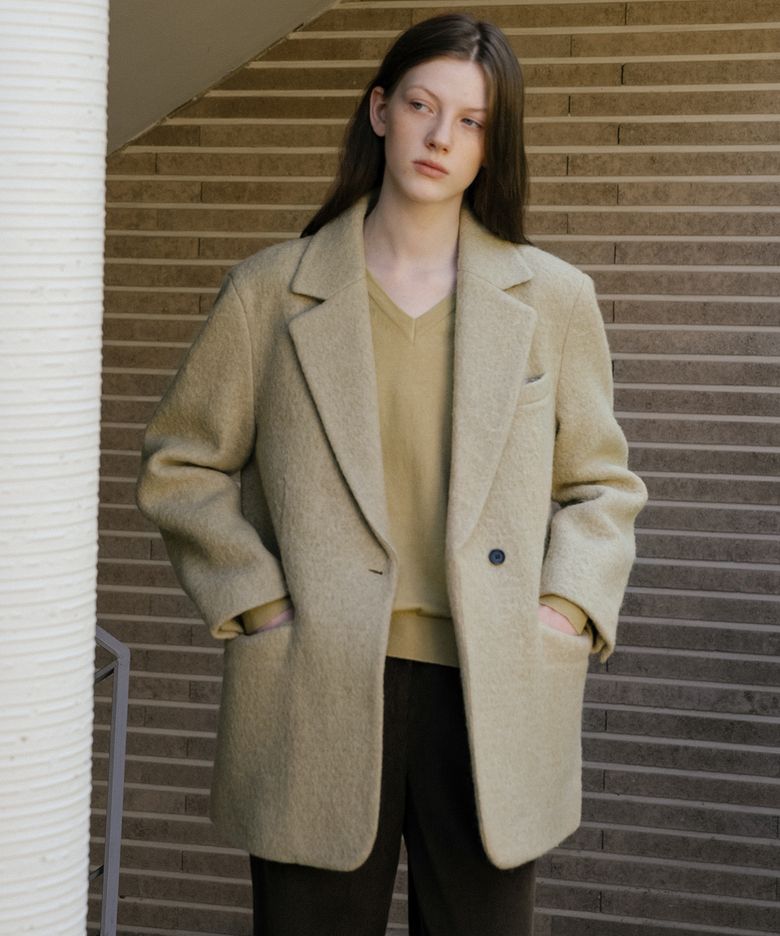 Wool alpaca hairy jacket [TIWT04JK01]_Moss green